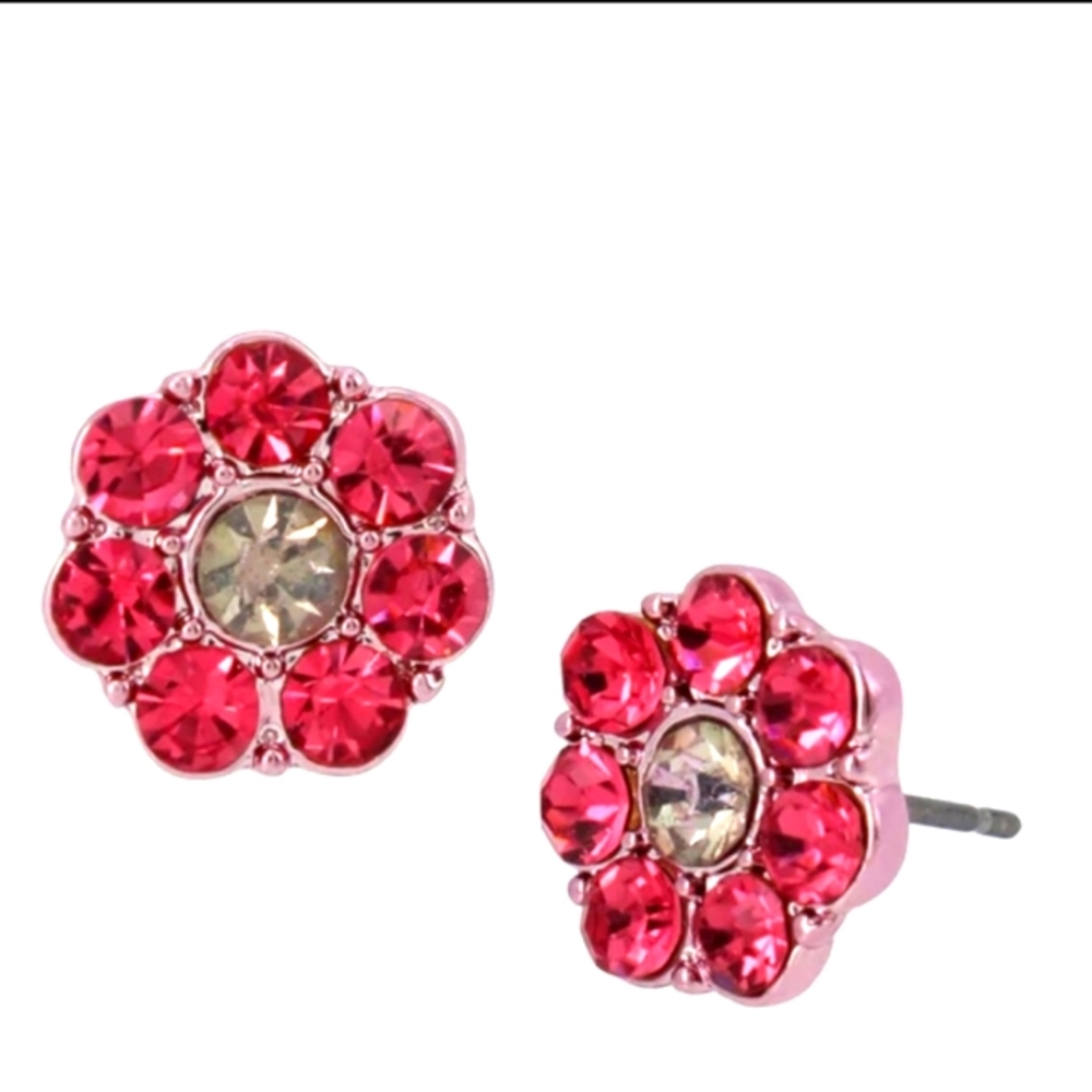 Betsey Johnson Pink Flower Stud Earrings